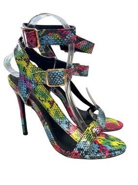 Liliana Multicolor Snake-Print Strappy High Heel Sandals Size 8
